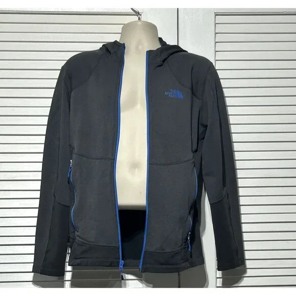 The North Face Men's Gray Blue Full-Zip Fleece Hoodie Athletic Jacket Size M 304 - Picture 9 of 11